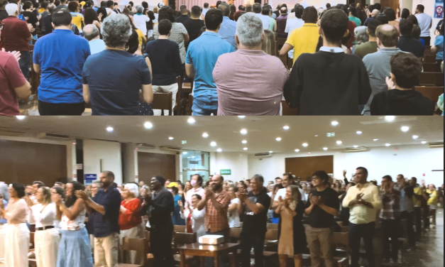 Recepção ao orientador espiritual Benjamin Teixeira de Aguiar, em sua 1ª palestra pública presencial, após quase 4 anos nos EUA